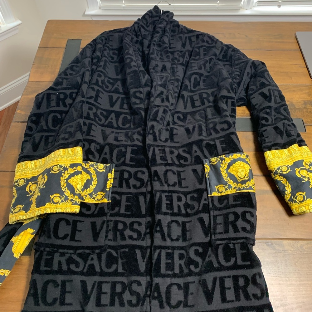 Versace Black and Gold Medusa Robe